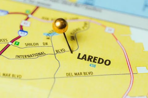 Laredo Texas, USA Map, Location Pin Stock Photos
