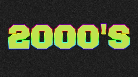 Large 2000s text font type w color changing border blinking interior on grey Stock Footage 308876697