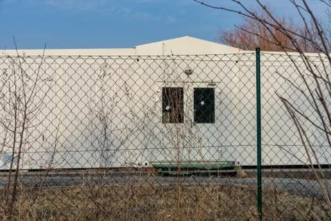 Large abandoned refugee residence in Thuringia Stock Photos