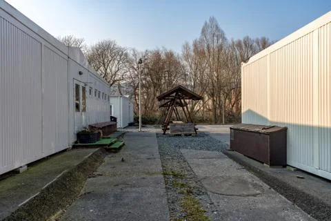 Large abandoned refugee residence in Thuringia Stock Photos