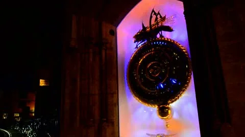 Large Abstract Clock Instilation in Cambridge Stock Footage 10688753