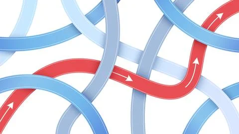 Large abstract roads, gradient lines intersect in various directions. Multiple Stock Illustration