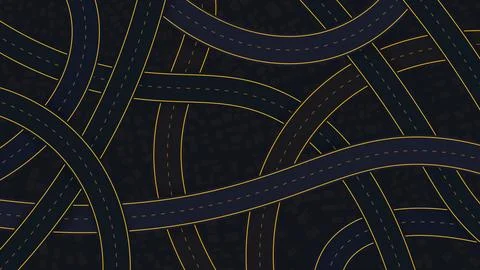 Large abstract roads, gradient lines intersect in various directions. Black. Stock Illustration