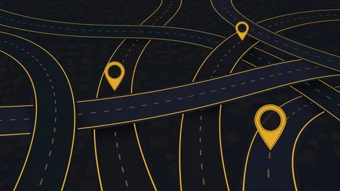 Large abstract roads, lines intersect in various directions Stock Illustration