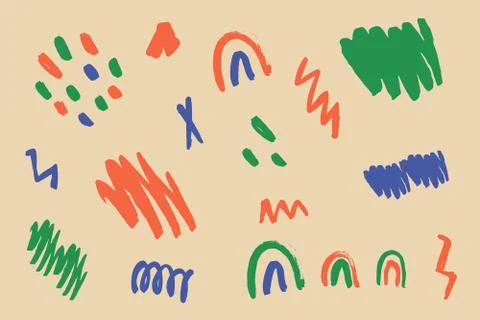 A large abstract set of various shapes and Doodle objects. Collection hand-drawn Stock Illustration
