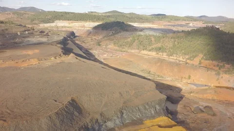 Large aerial view of Rio Tinto quarries in Spain Stock Footage 104201211
