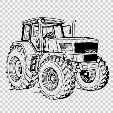 Large Agricultural Tractor Side View parked tire wheel イラスト素材