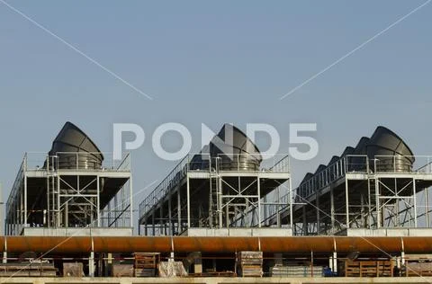 Large air conditioning system under installation. Stock Photos