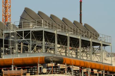 Large air conditioning system under installation. Stock Photos
