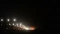 Large aircraft night landing at the airport. runway lights HD Footage