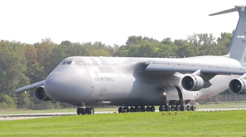Large Airforce Plane before takeoff Stock Footage 57719187