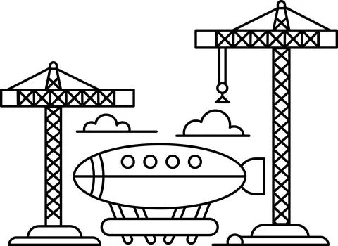 A large airplane is being built by a crane Stock Illustration