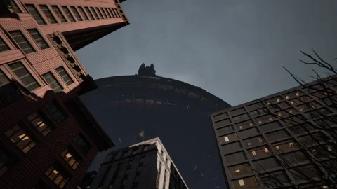 Large Alien Spaceship Ufo Over City Stock Footage 284799375