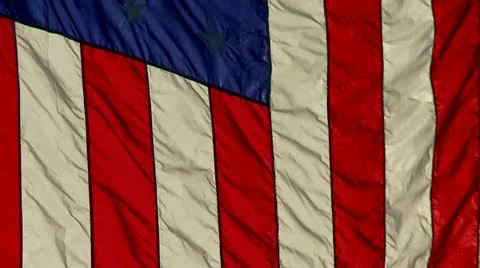 Large American Flag between Fire Trucks w:Slow zoom out Video stock 12020710