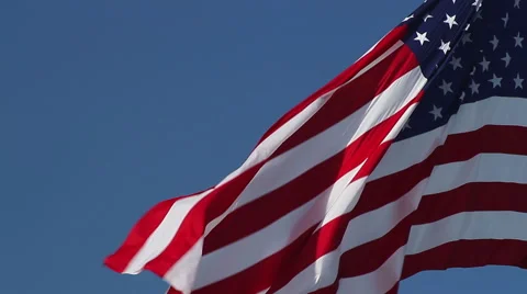 Large American flag waving in the wind Stock Footage 52346503