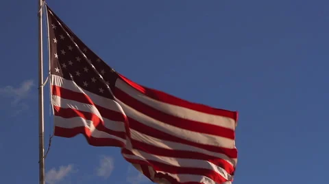 Large American flag waving in the wind Stock Footage 56335854