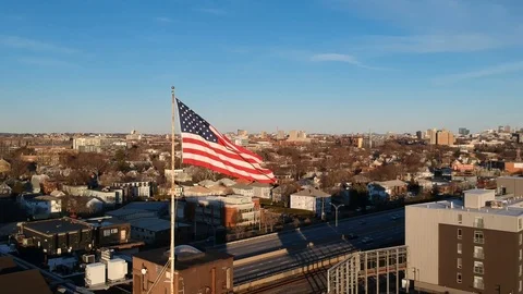 Large American Flag in the wind Video stock 100303759