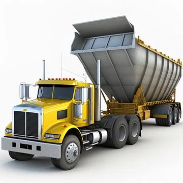Large American truck with a trailer type dump truck Stock Illustration