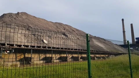 A large amount of ash left by the burning of coal Stock Footage 243005494