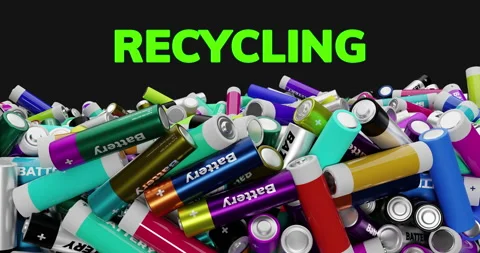 Large amount of different generic AA batteries falling down and moving Stock Footage 168261231