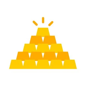 Large amount of gold bars. Treasure. Vectors. Stock Illustration