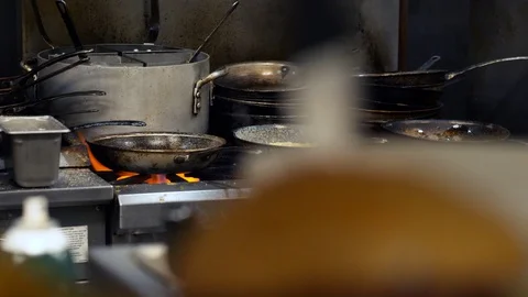 Large amount of kitchenware and fire Stockbeeldmateriaal 127930097