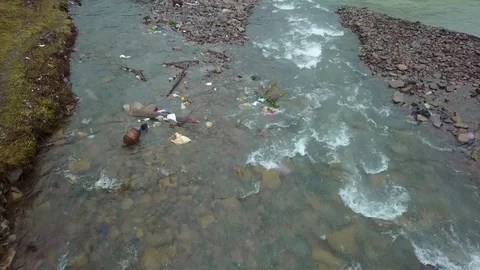 A large amount of trash polluting our waters Stock Footage 84775199