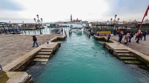 Large amounts of gondolas in Venice during the day timelapse 4K Stock Footage 89239020