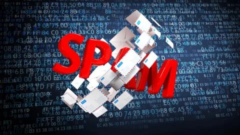 Large amounts of spam. Many emails. Internet threat. 3D illustration Stock Illustration