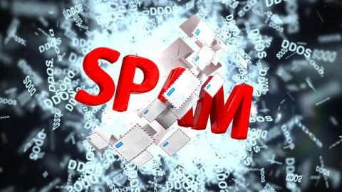 Large amounts of spam. Many emails. Internet threat. 3D illustration. Stock Illustration