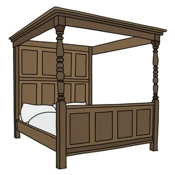 The large ancient bed Stock Illustration