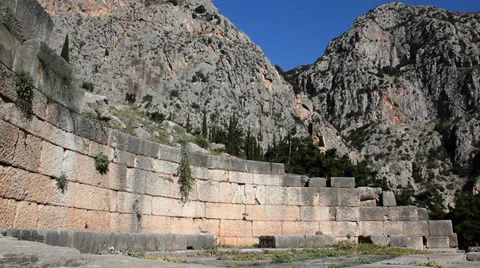Large Ancient wall at Delphi Video stock 36109683