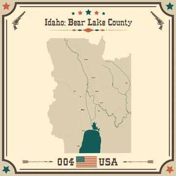 Large and accurate map of Bear Lake County, Idaho, USA with vintage colors. イラスト素材