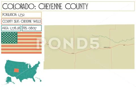 Large and detailed map of Cheyenne County in Colorado USA. ~ Clip Art ...