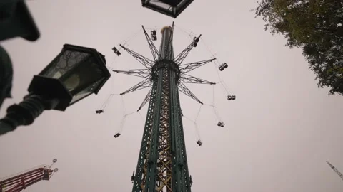 Large and high chairoplane carousel, Prater Vienna Stock Footage 165343082