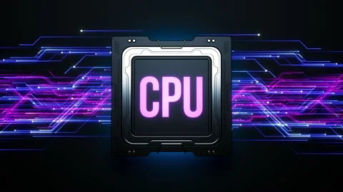 Large and powerful CPU. animation on the theme of computer technology with th Stock-Footage 223245158