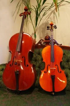 Large and small cello Stock Photos