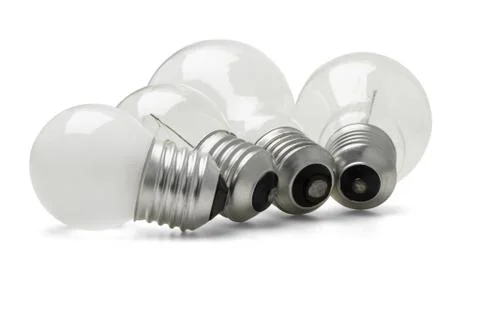 Large and small electric light bulbs Stock Photos