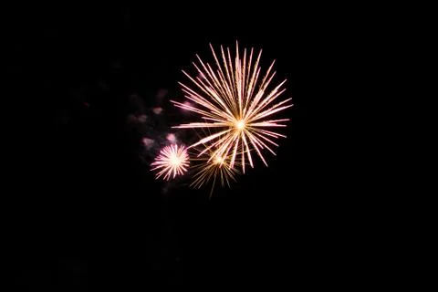 Large and Small Firework Explosions Stock Photos