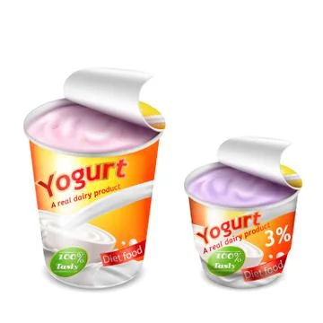 Large and small plastic cup for yogurt Stock Illustration