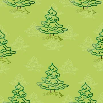 Large and small trees on a green background Stock-Illustration