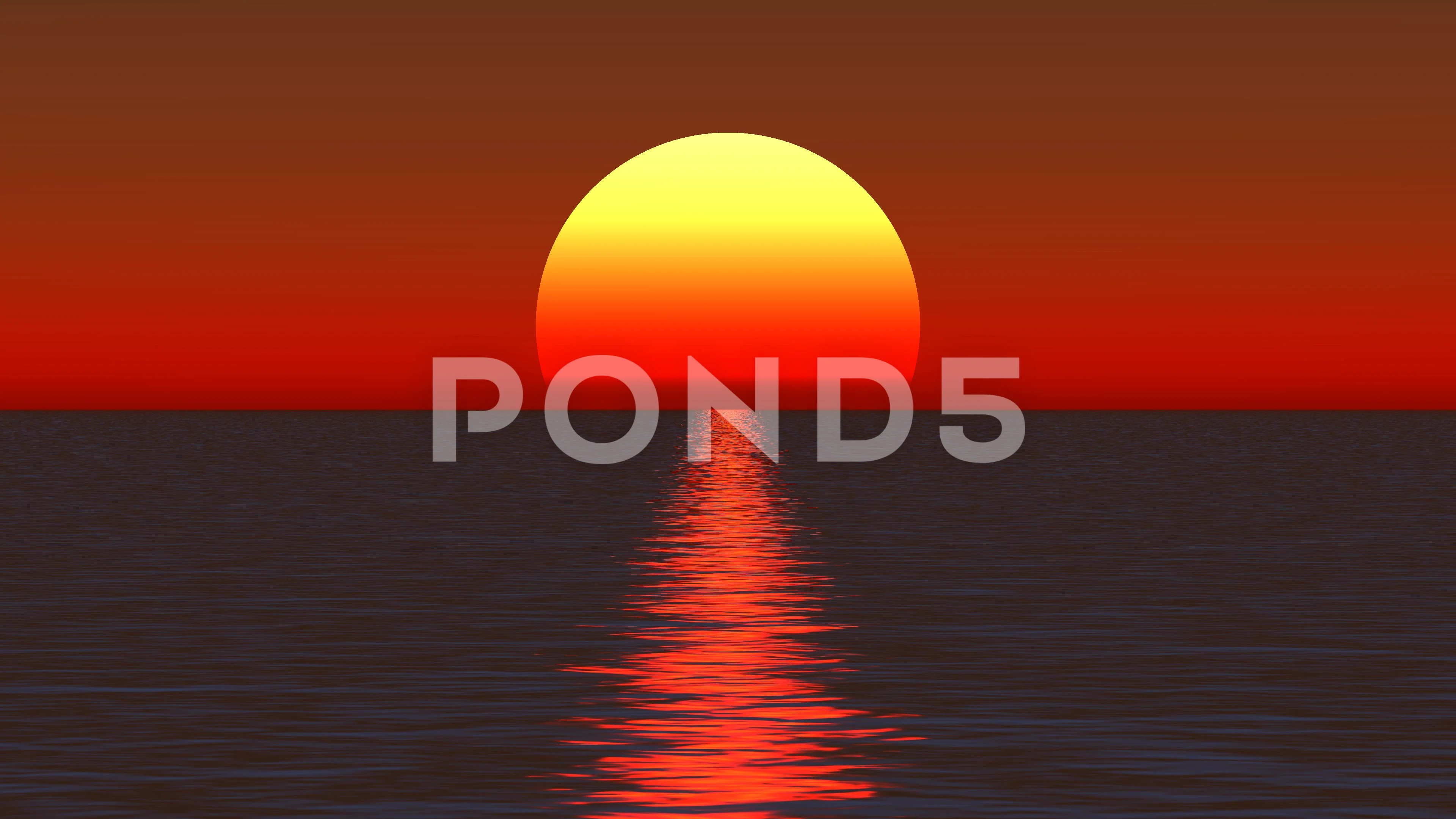 large animated sun over water at sunset ... | Stock Video | Pond5