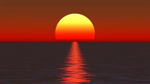 large animated sun over water at sunset ... | Stock Video | Pond5