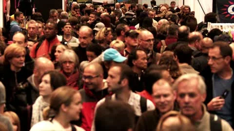 Large anonymous city crowd Slow motion 2 Stock Footage 12452637