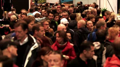 Large anonymous city crowd Slow motion 1 Stock Footage 12452659