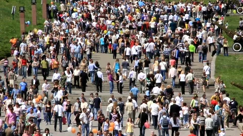 Large anonymous crowd Stock Footage 714483