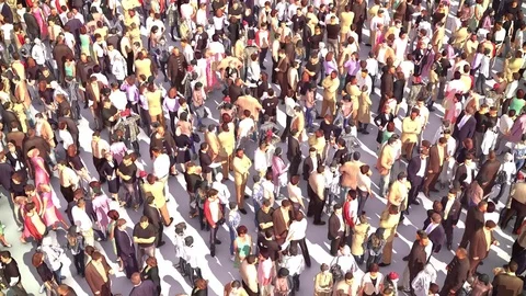 Large Anonymous Crowd Stock Footage 74877374