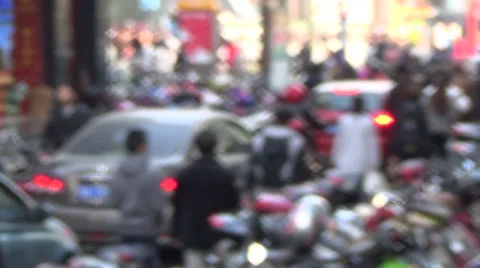 Large anonymous crowd people walking on the street Stock Footage 45525058