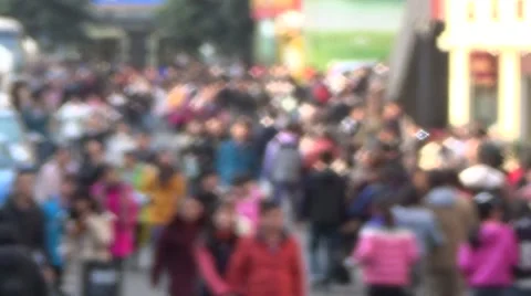 Large anonymous crowd people walking on the street Stock Footage 45525096