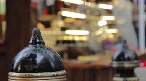 Large Anonymous Crowd Walk Past Out of Focus German Market Christmas Stall Stock-Footage 44514320